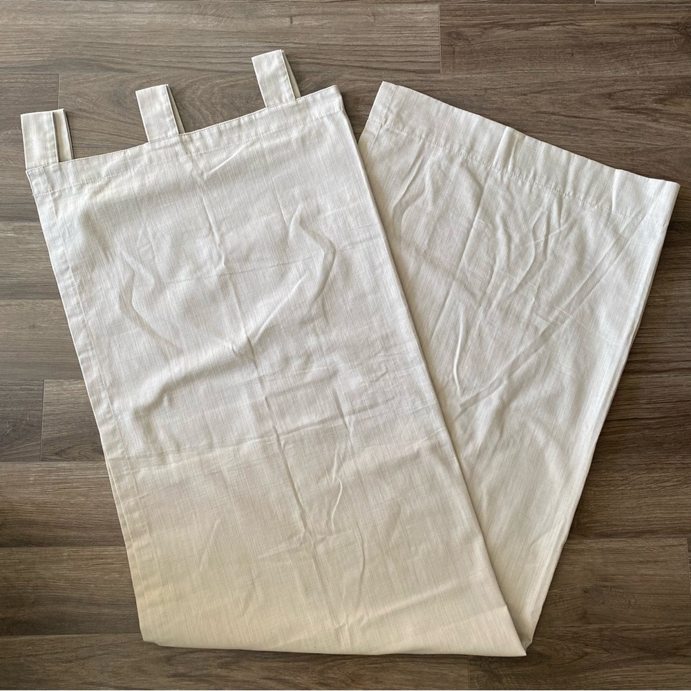 Beige Tab Top Curtain Panels (2)